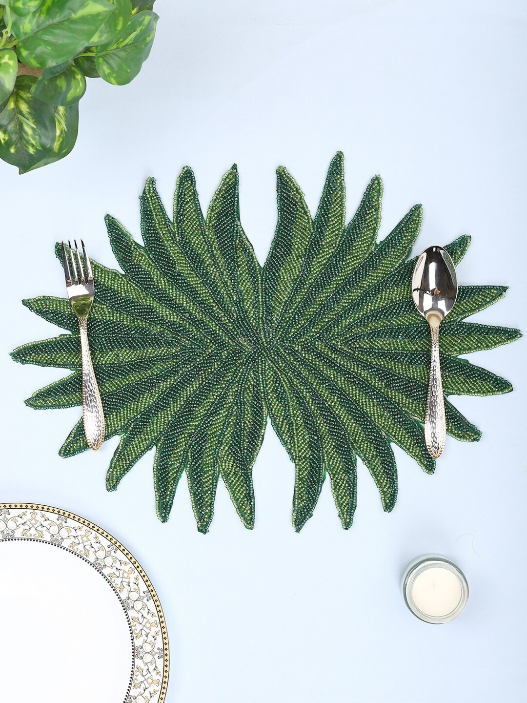 

Aditya Impex Green Embellished Table Placemats