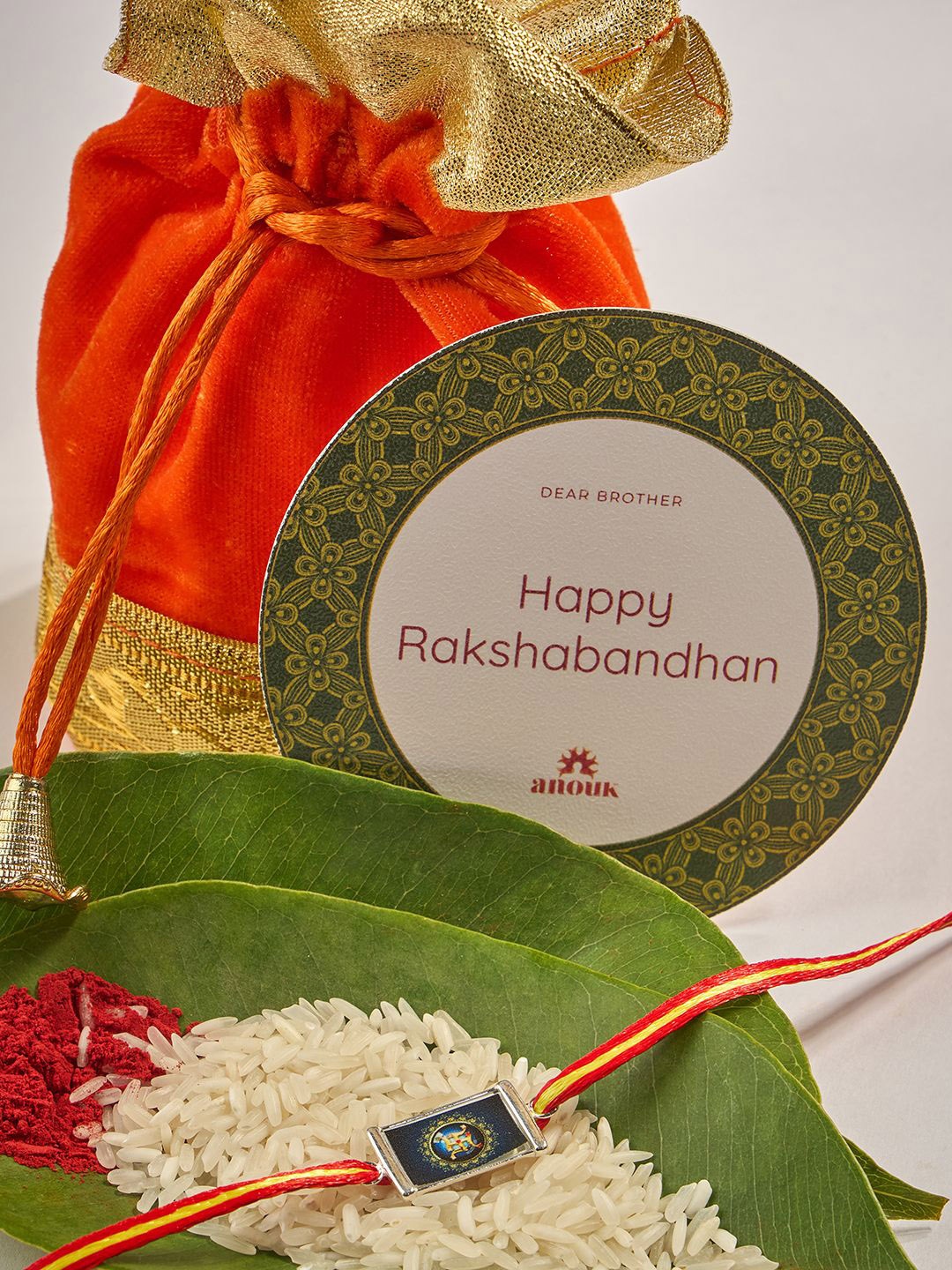 

Anouk 925 Sterling Silver Contemporary Rakhi With Roli Chawal