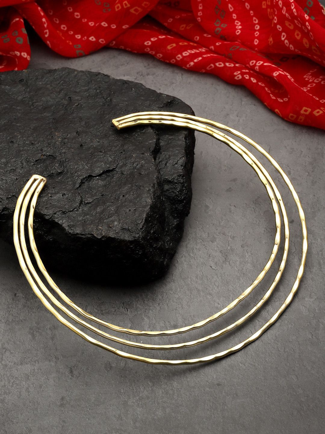 

Sanjog Gold-Plated Choker Brass Halsi Tribal Statament Necklace