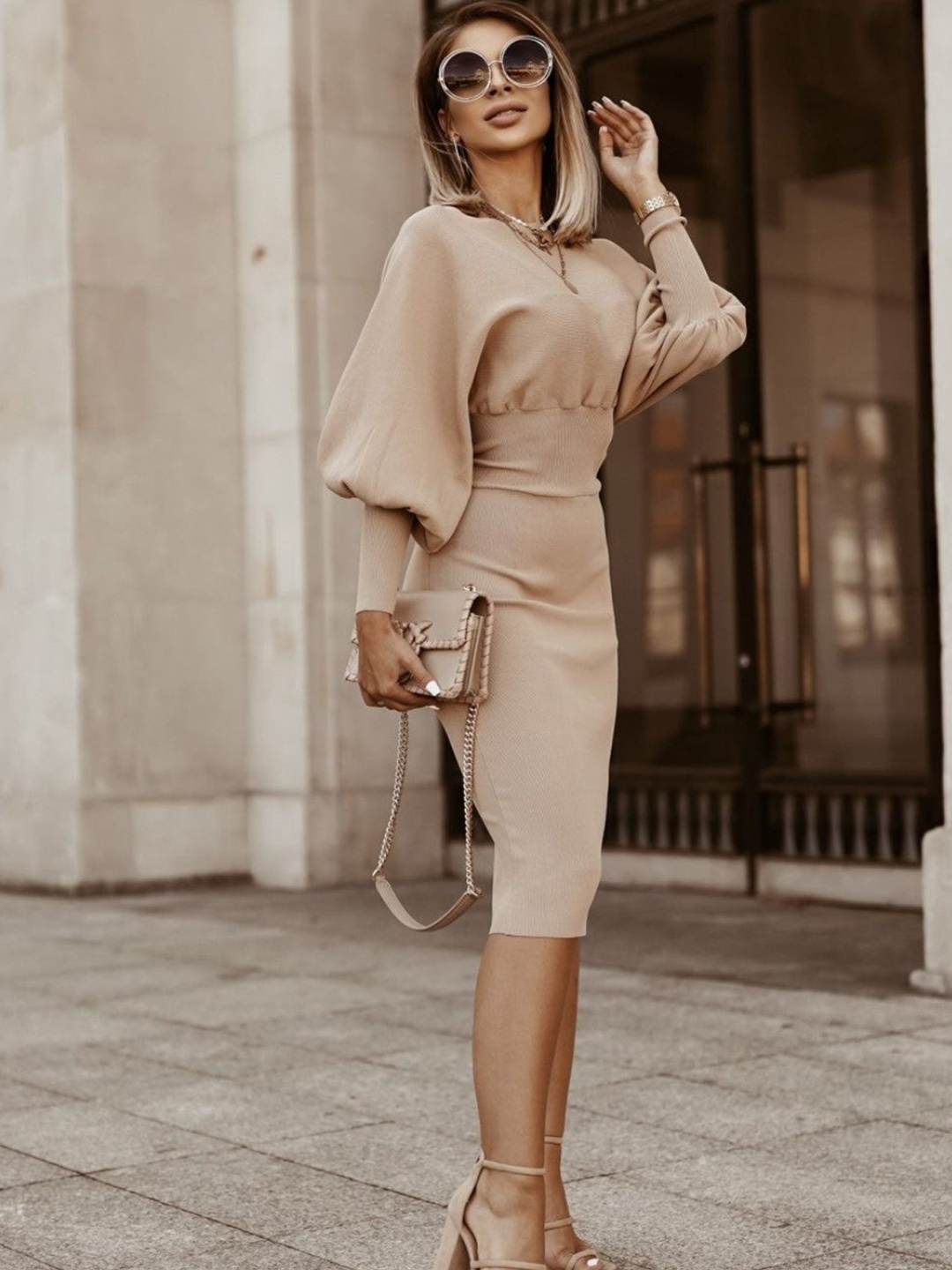 

4WRD by Dressberry Bodycon Dress, Beige