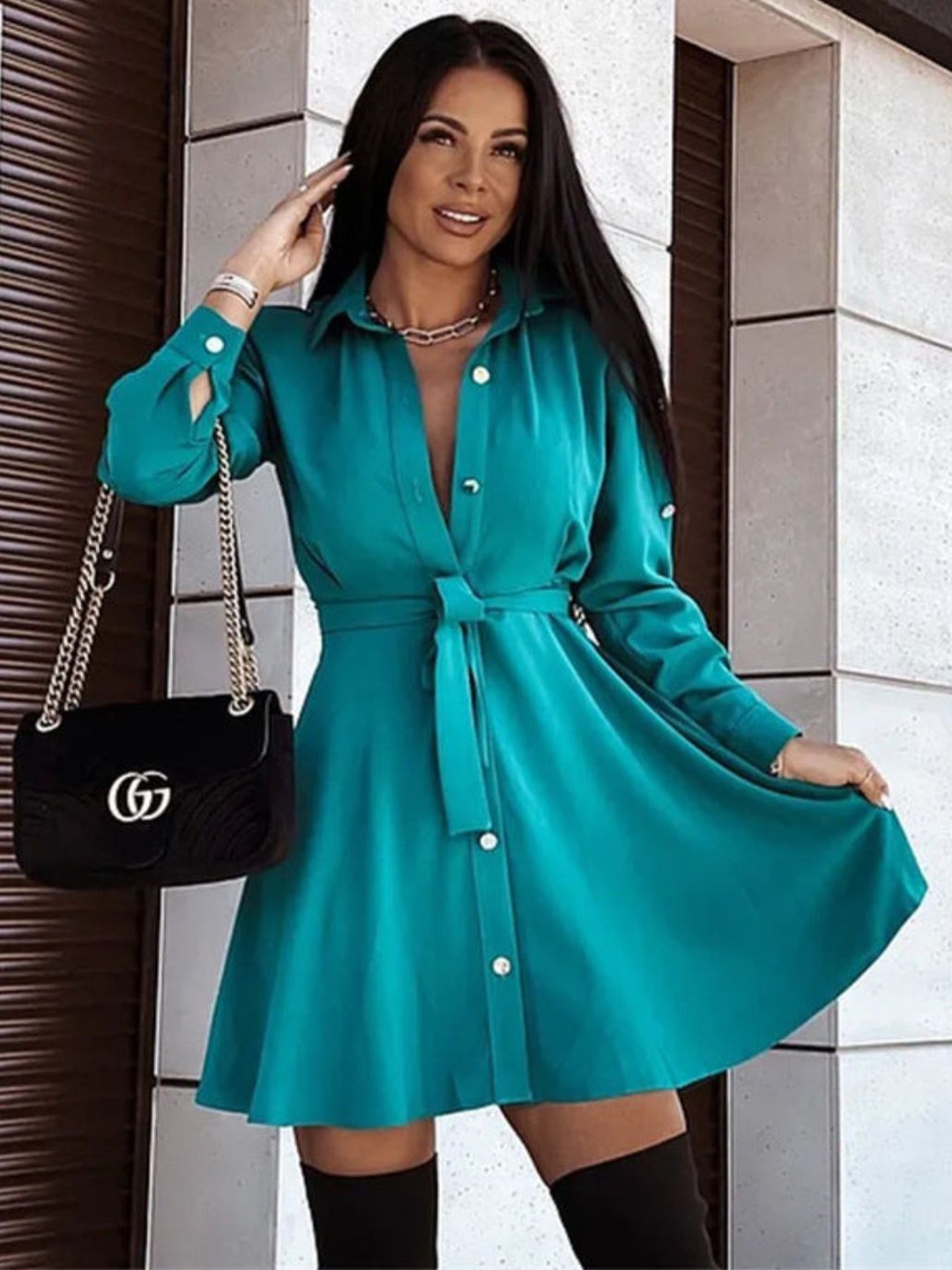 

4WRD by Dressberry Women Shirt Dress, Green