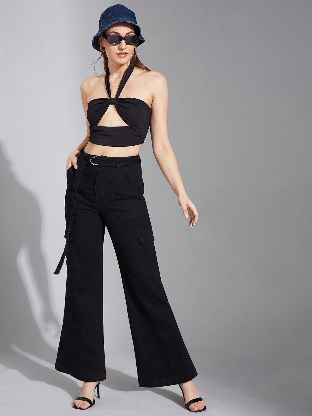 

Life With Pockets Women Wide Leg High-Rise Stretchable Jeans, Black