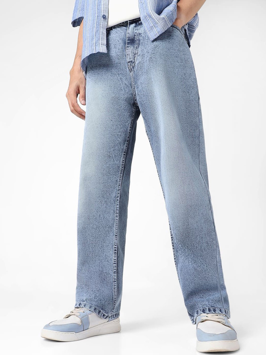 

Urbano Fashion Men's Loose Baggy Fit Non-Stretchable Washed Jeans, Blue