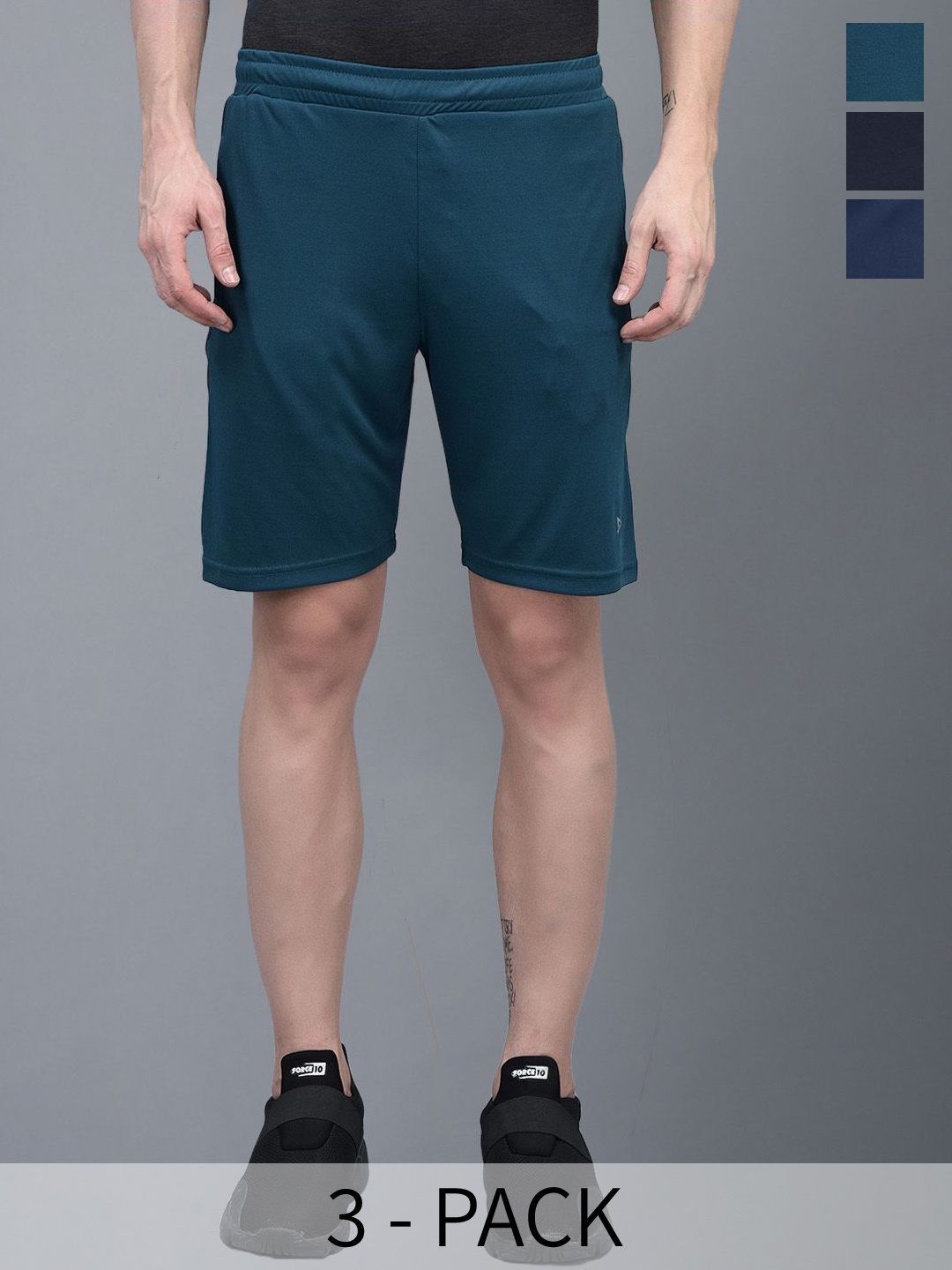 

Force NXT Men Pack Of 3 Antimicrobial Technology Training or Gym Sports Shorts, Green