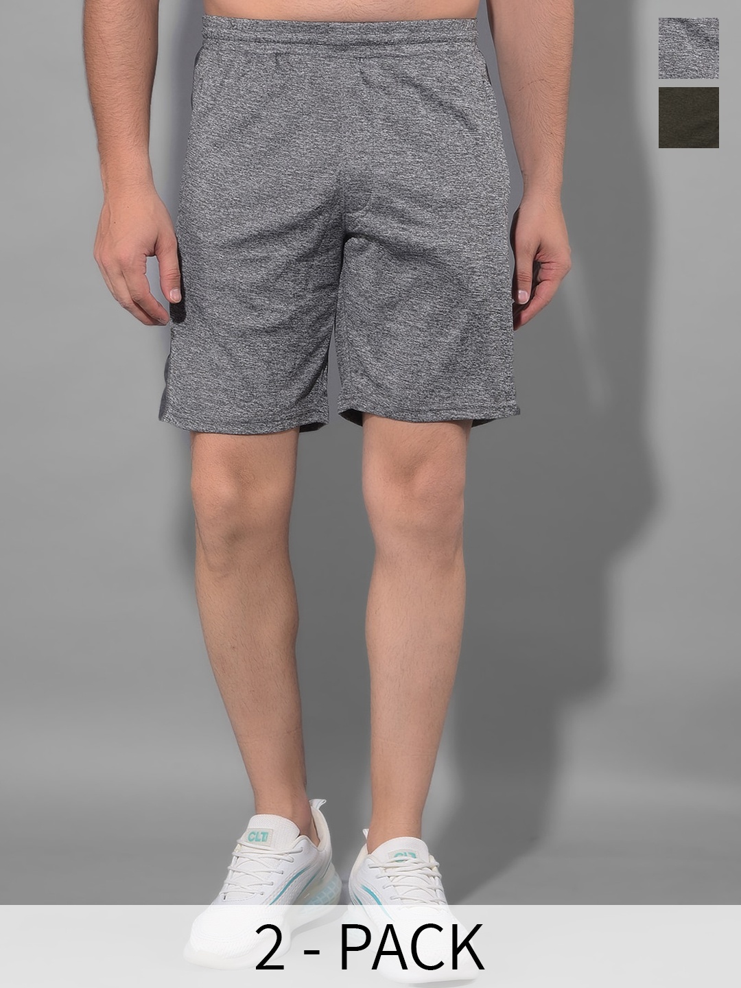 

Force NXT Men Pack Of 2 Antimicrobial Technology Training or Gym Sports Shorts, Grey