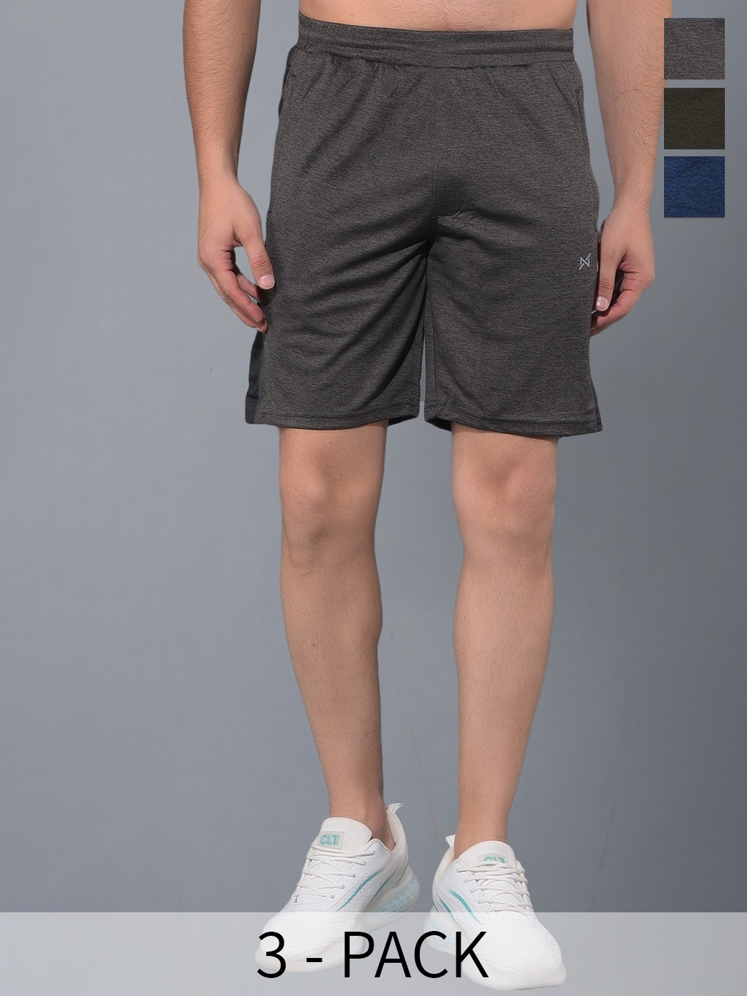 

Force NXT Men Pack Of 3 Antimicrobial Technology Training or Gym Sports Shorts, Grey