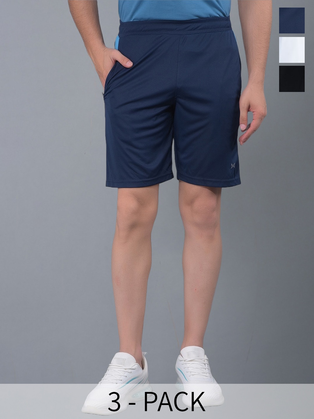

Force NXT Men Pack Of 3 Antimicrobial Technology Training or Gym Sports Shorts, Blue