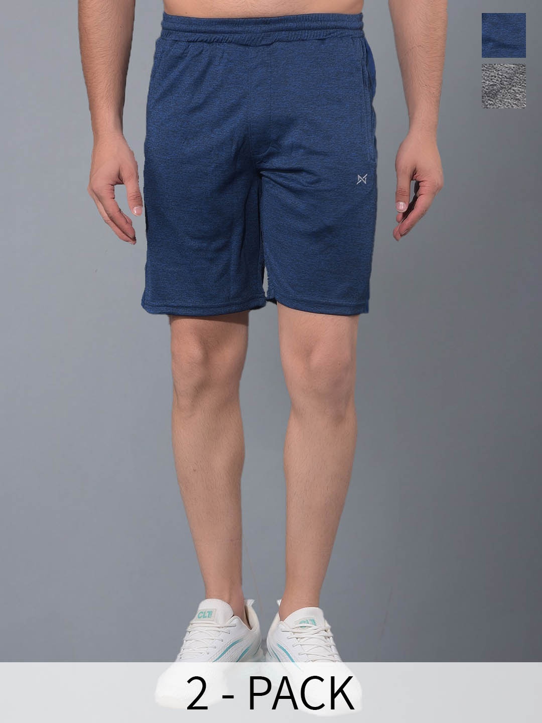 

Force NXT Men Pack Of 2 Antimicrobial Technology Training or Gym Sports Shorts, Grey