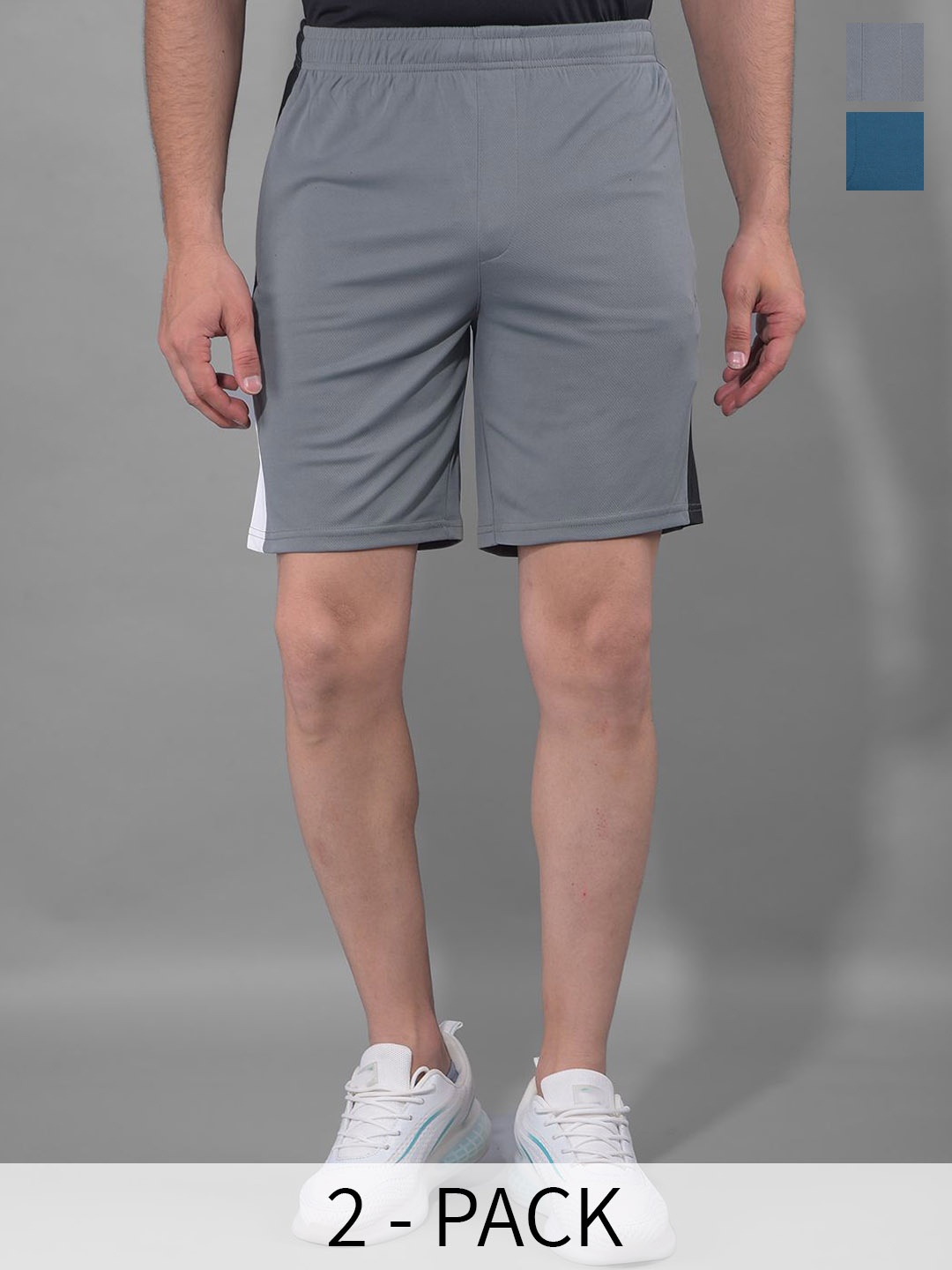

Force NXT Men Pack Of 2 Antimicrobial Technology Training or Gym Sports Shorts, Grey