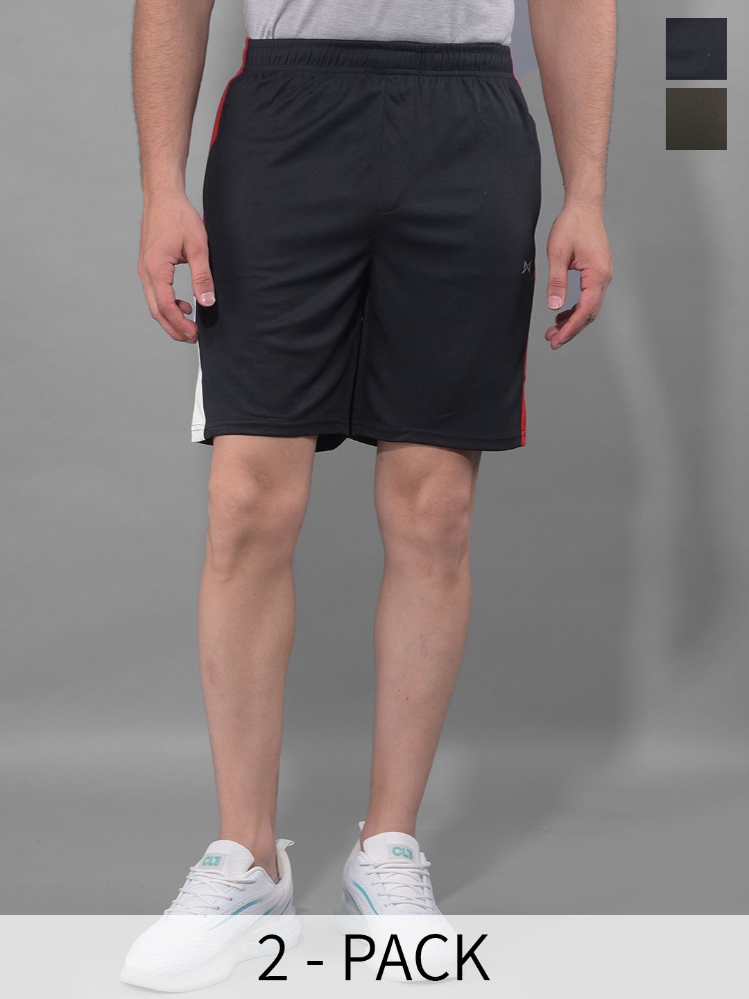 Force NXT Men Pack Of 2 Antimicrobial Technology Training or Gym Sports Shorts, Black
