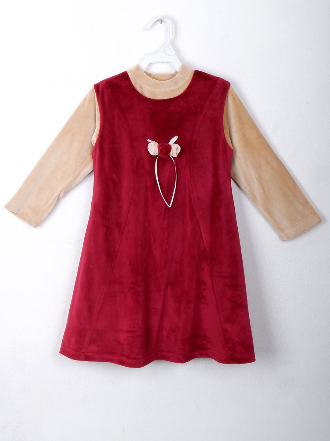 

BAESD Round Neck Cotton A-Line Dress, Maroon