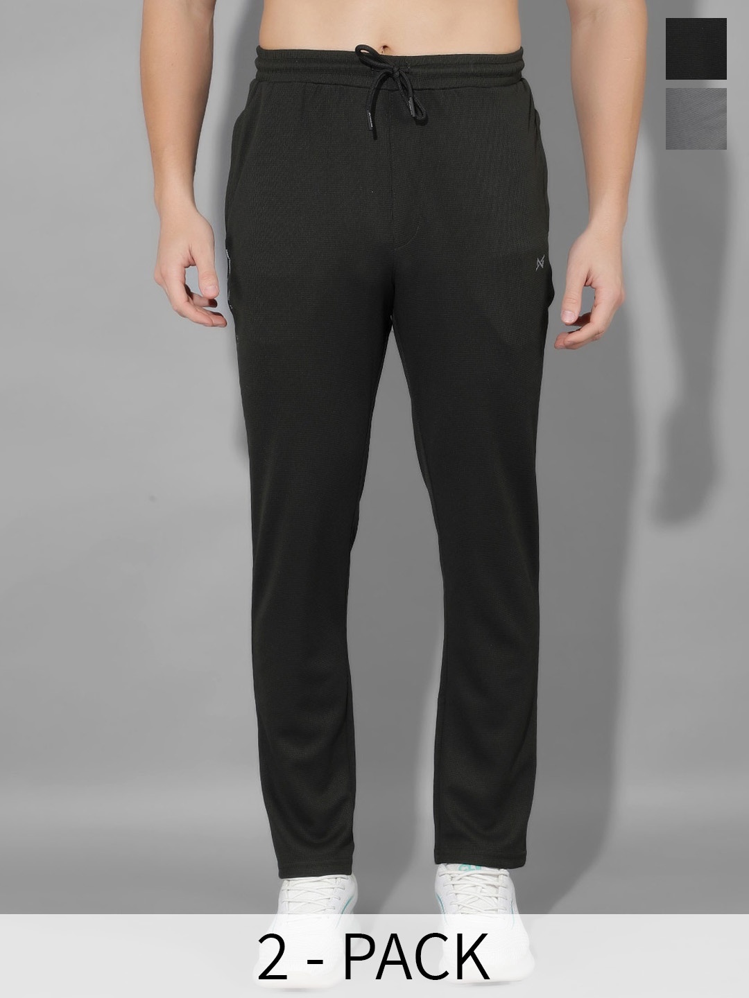 

Force NXT Men Pack Of 2 Mid Rise Track Pants, Black