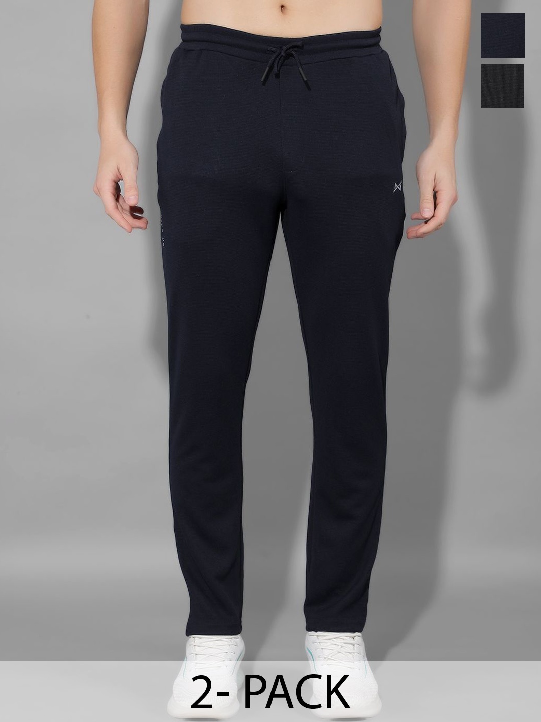 

Force NXT Men Pack Of 2 Mid Rise Sports Track Pants, Navy blue