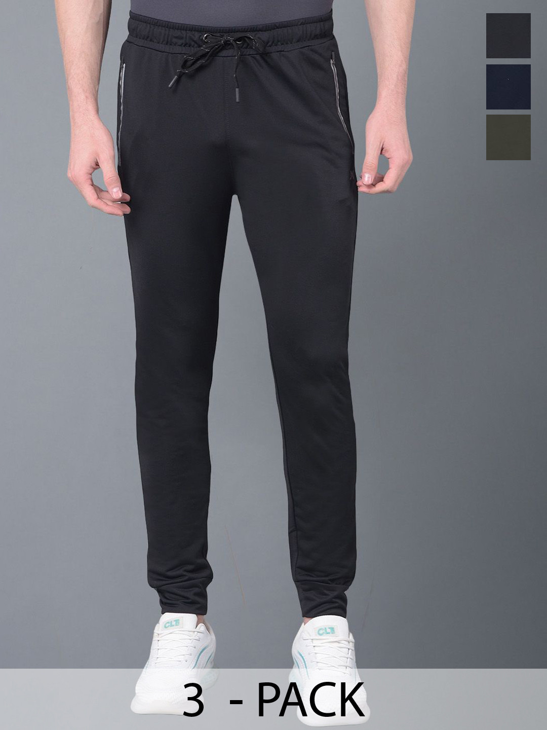 

Force NXT Men Anti Odour 3Pcs Mid-Rise Track Pants, Grey