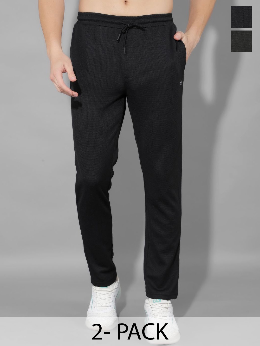 

Force NXT Men Pack Of 2 Anti Viral Anti Odour Track Pants, Black