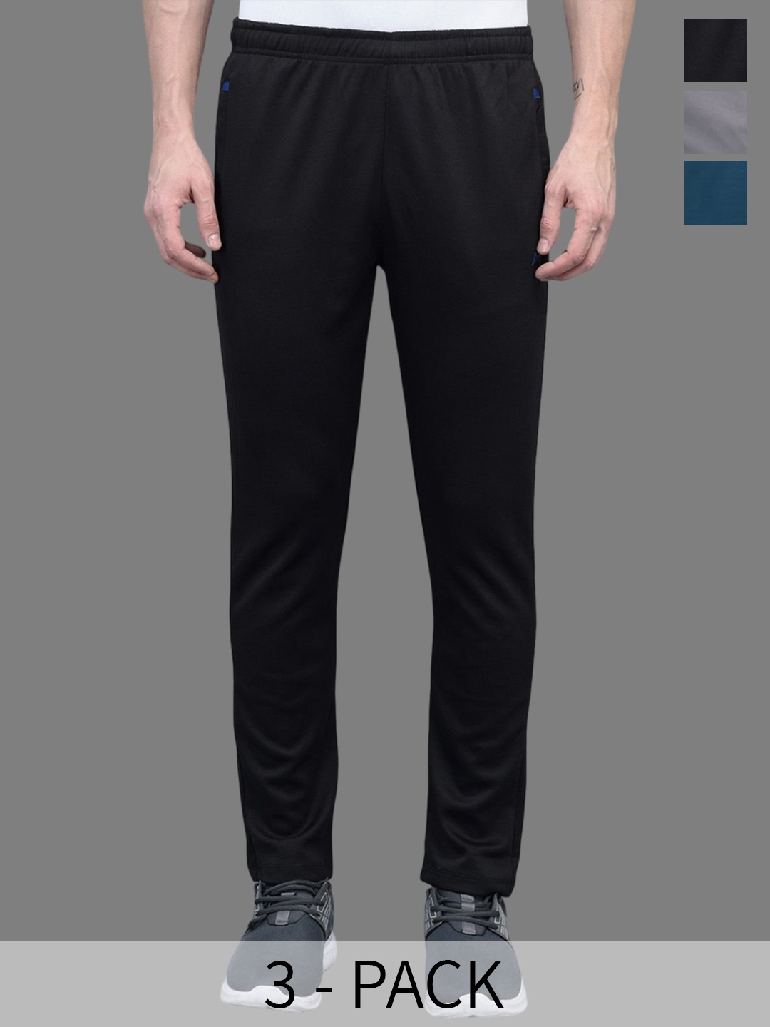 

Force NXT Men Pack Of 3 Sports Track Pant, Black