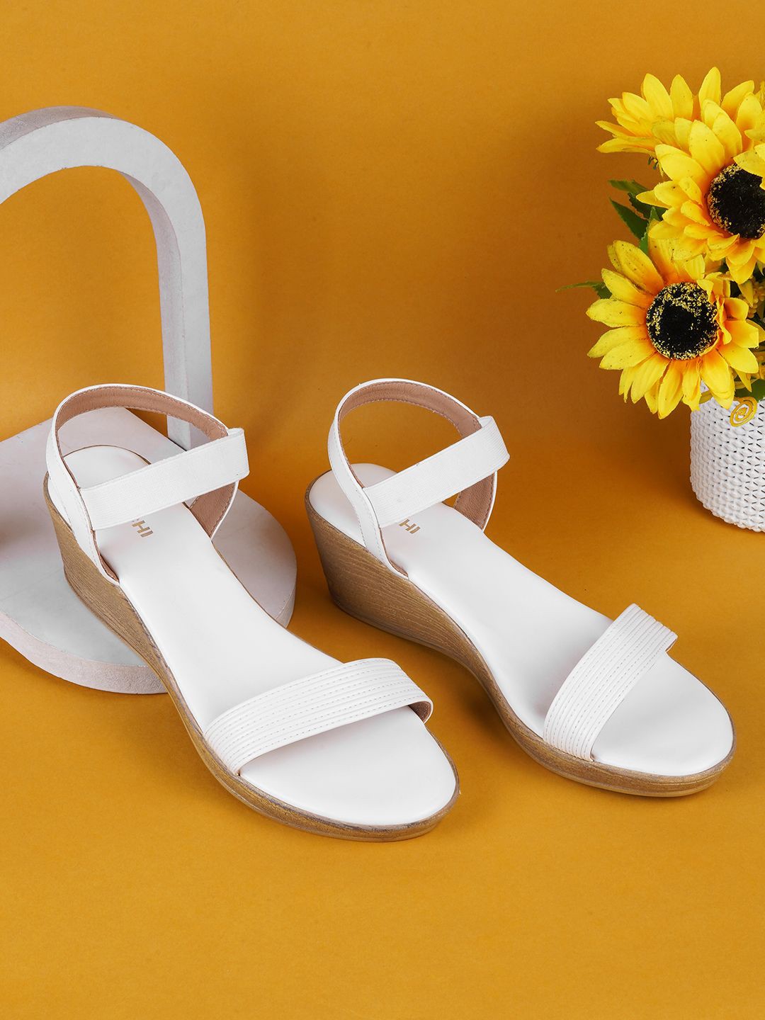 

Mochi Open Toe Wedge Heels, White