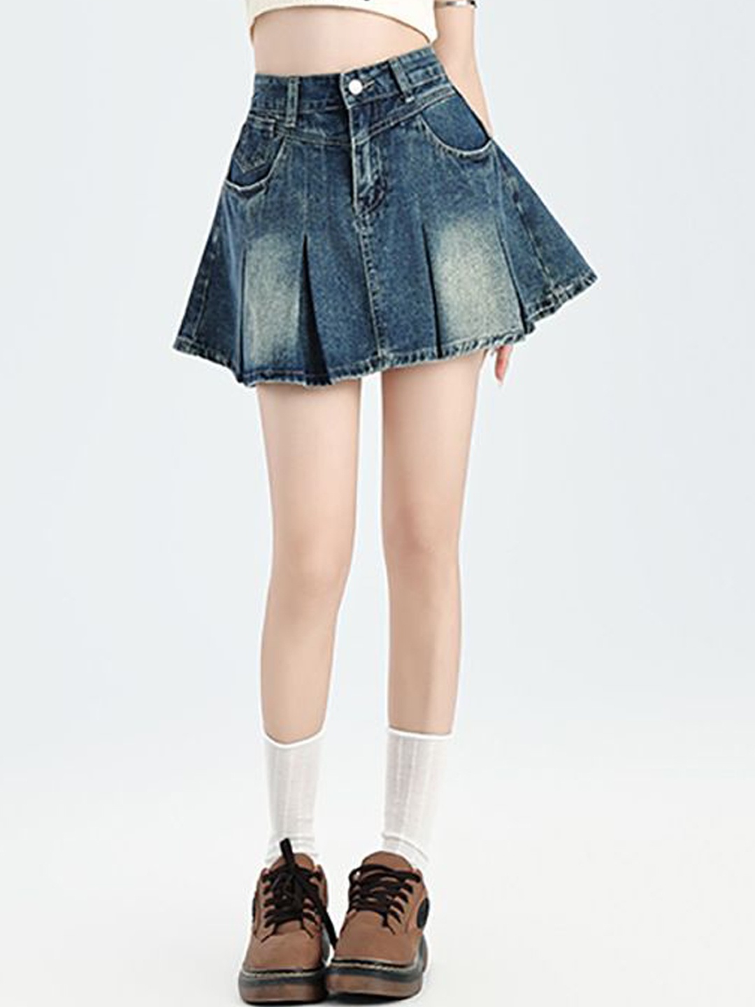 

StyleCast x Revolte Pure Cotton Flared Mini Skirts, Blue