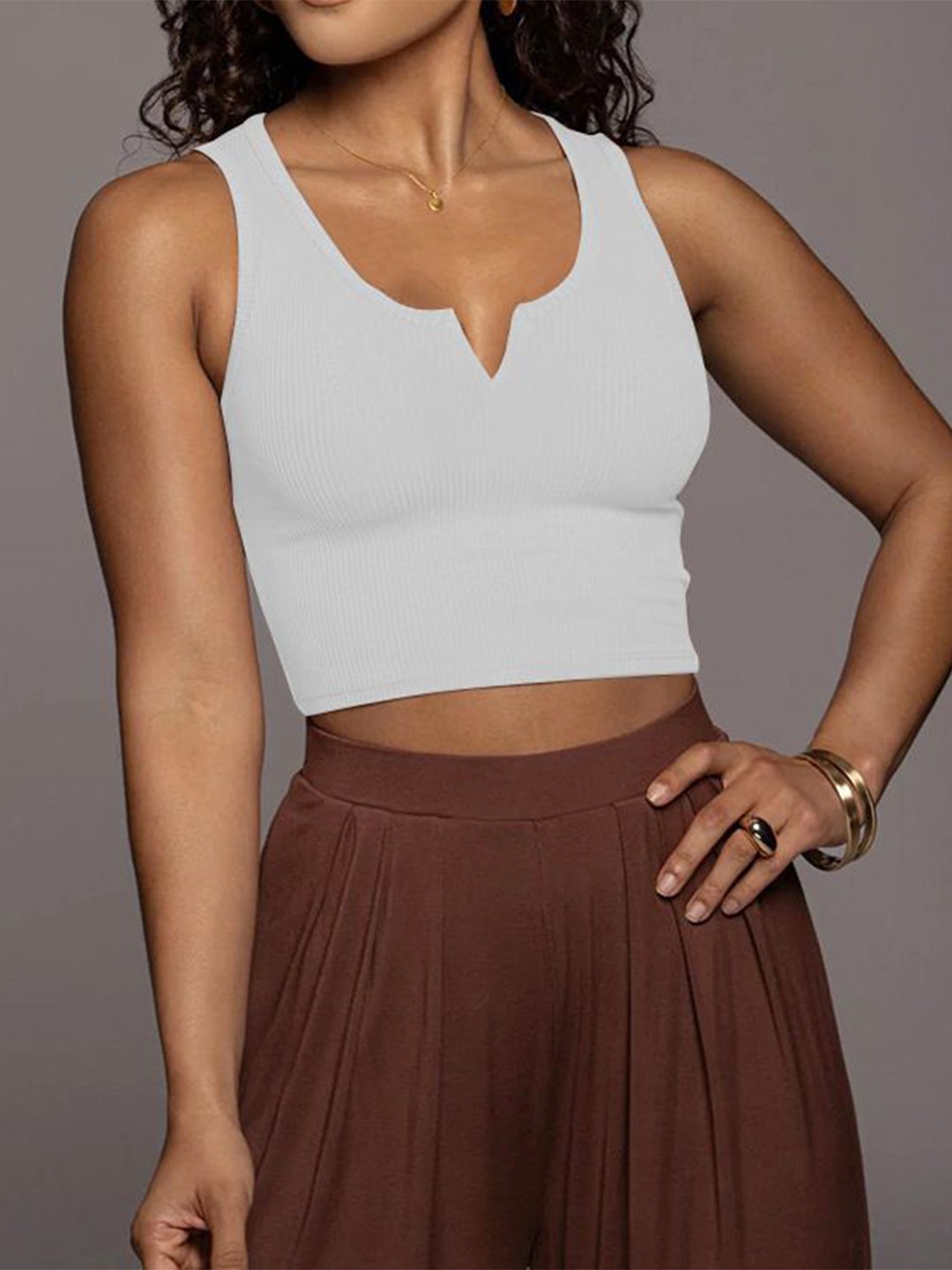 

StyleCast x Revolte Cotton Tank Crop Top, White
