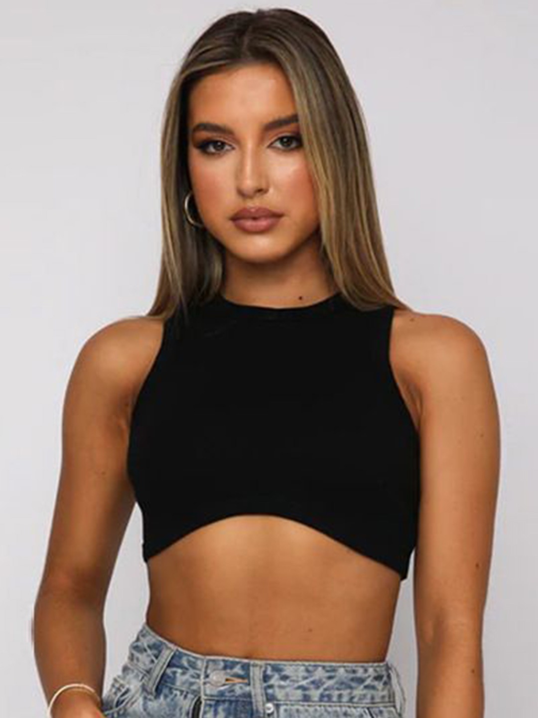 

StyleCast x Revolte Cotton Crop Top, Black