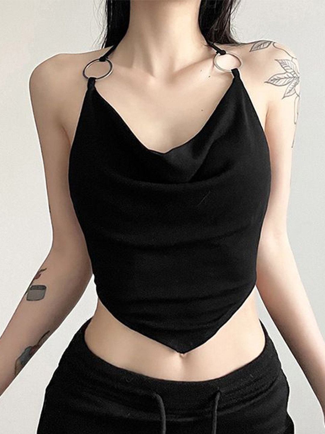 

StyleCast x Revolte Georgette Crop Top, Black