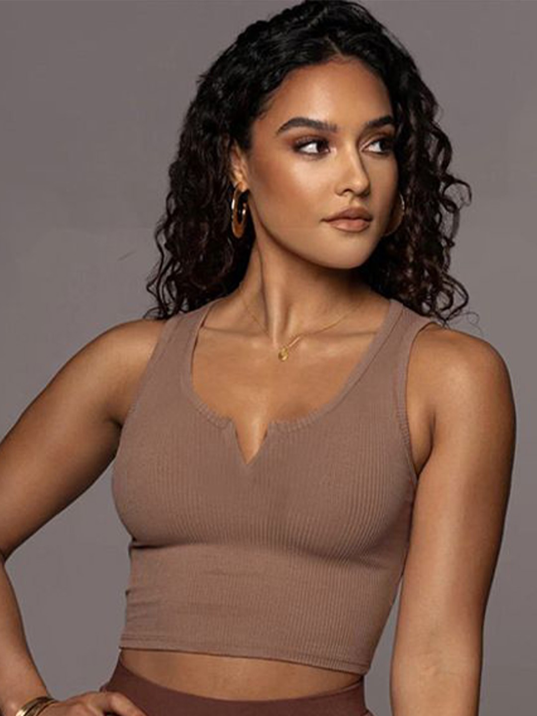 

StyleCast x Revolte Cotton Textured Fitted Crop Top, Mauve