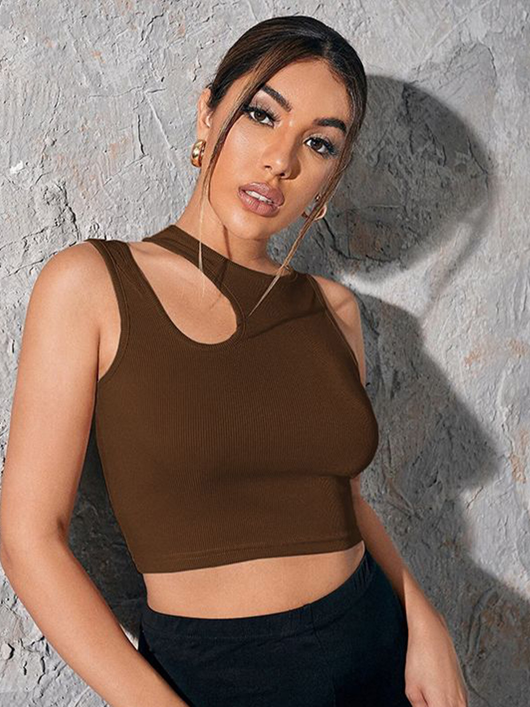 

StyleCast x Revolte Solid Tank Crop Top, Brown