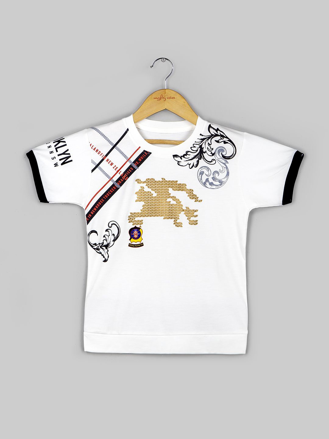 

Naughty Ninos Boys Graphic Printed Round Neck T-shirt, White