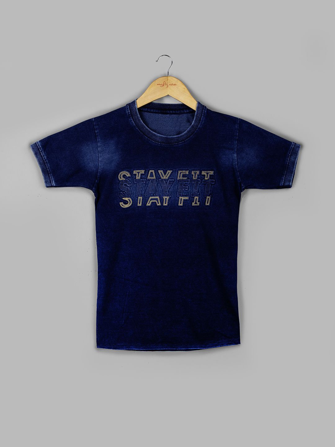 Naughty Ninos Boys Typography Printed Round Neck T-shirt, Navy blue
