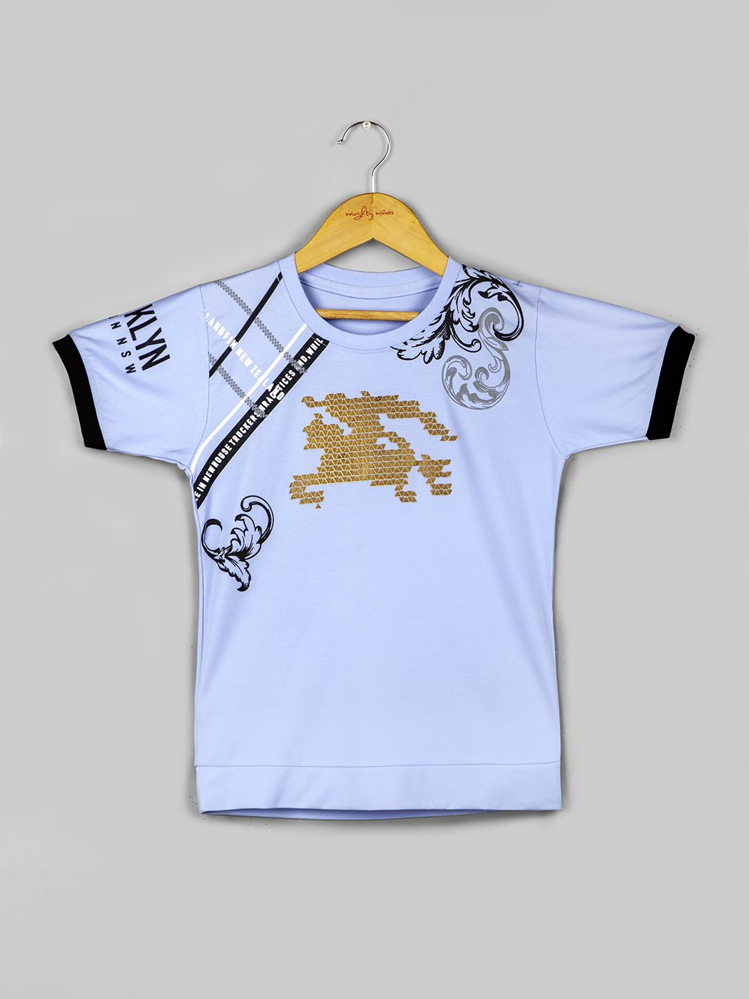 

Naughty Ninos Boys Graphic Printed Round Neck T-shirt, Blue