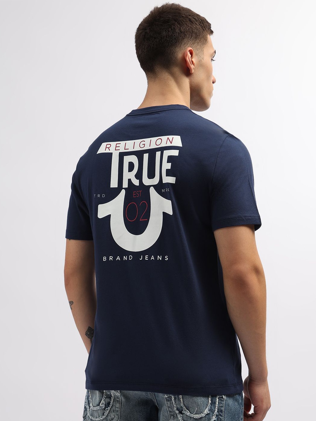 

True Religion Men Typography Printed Round Neck T-shirt, Blue