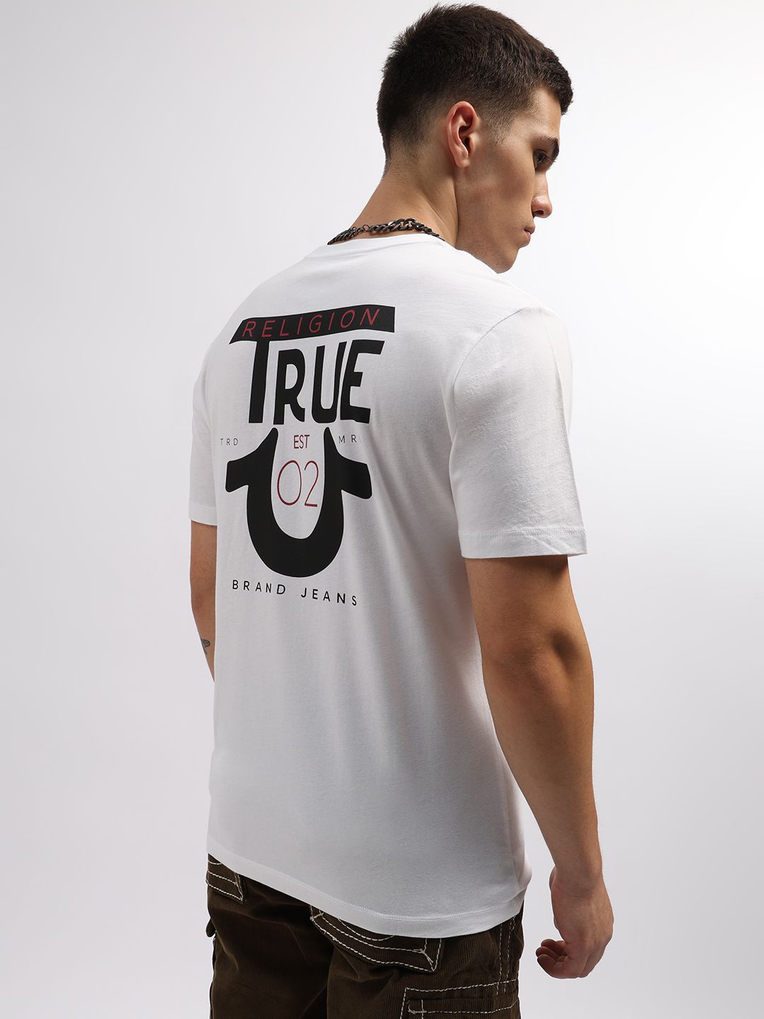 

True Religion Men Typography Printed Round Neck T-shirt, White
