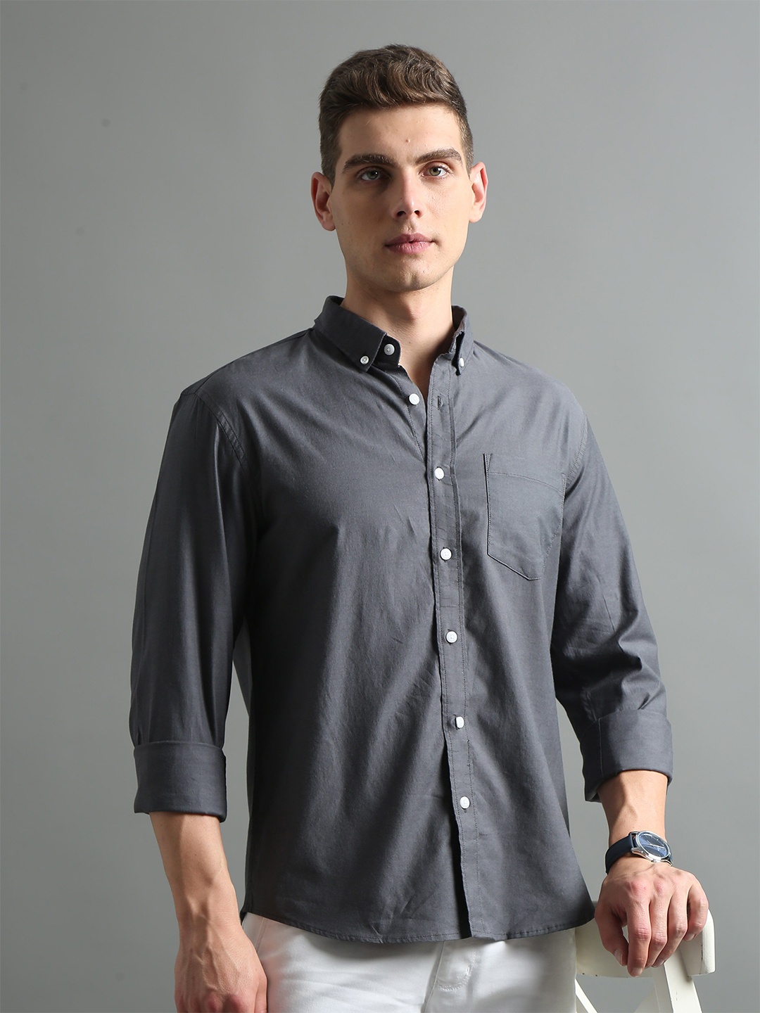 

Skewdeck Men Comfort Opaque Casual Shirt, Grey