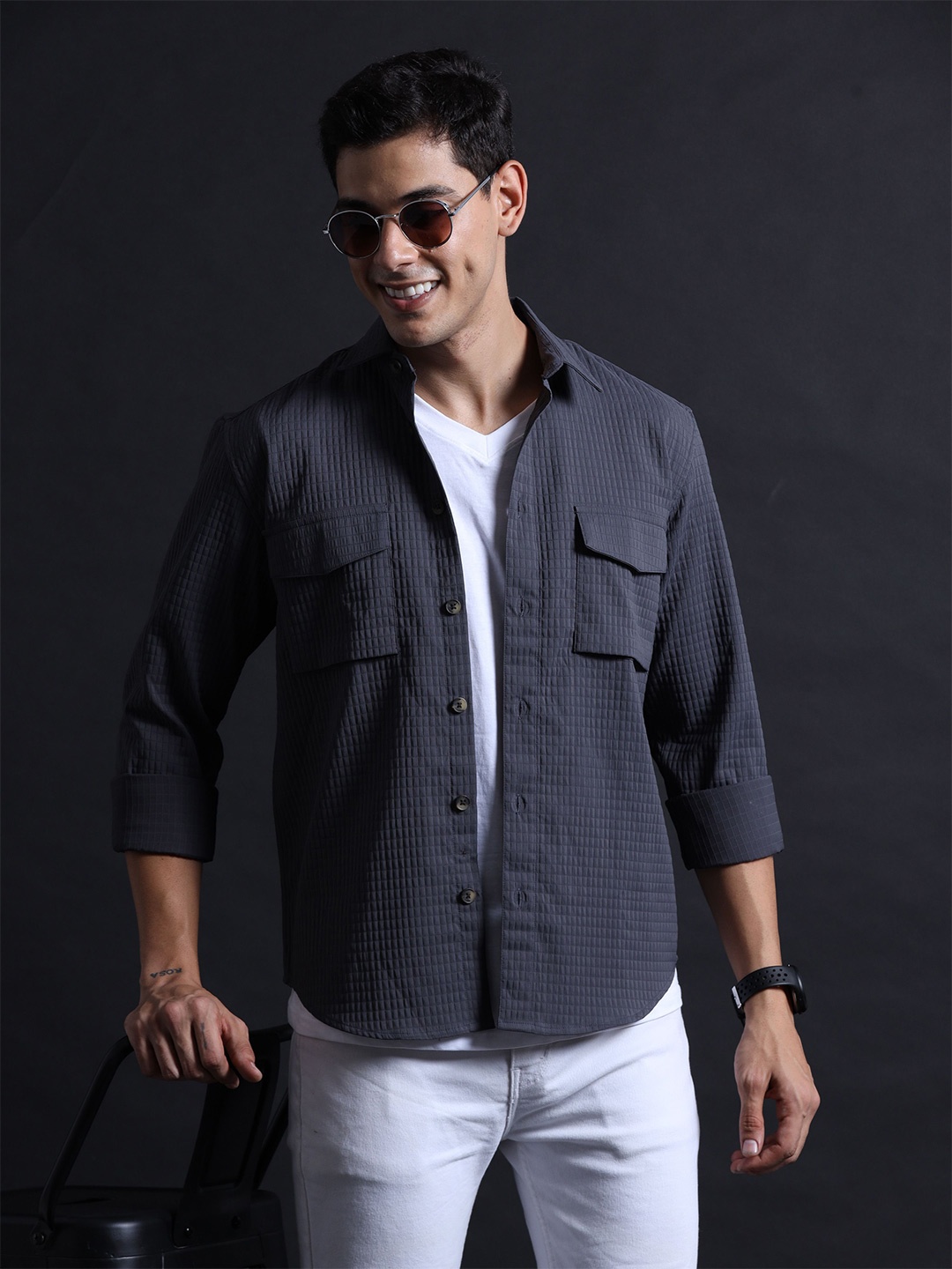 

Skewdeck Men Comfort Opaque Casual Shirt, Grey