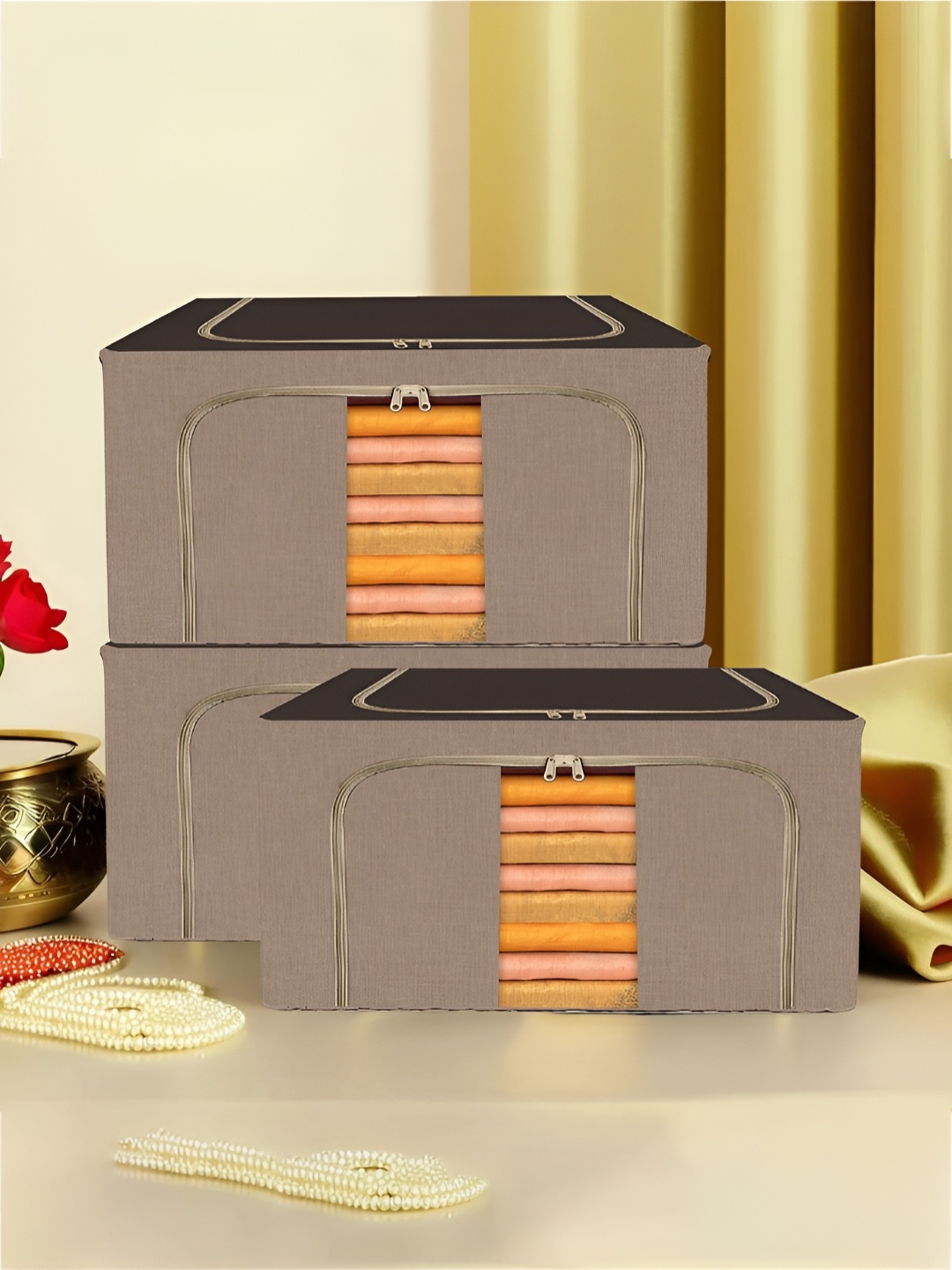 

Kuber Industries Brown 3 Pieces Drawer Organisers