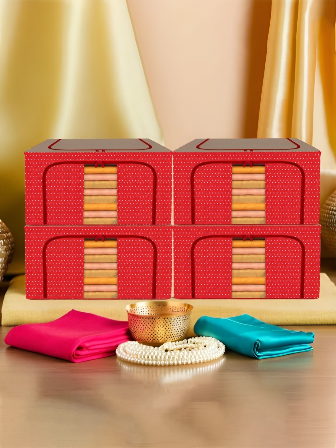 

Kuber Industries Red Set of 4 Regular Drawer Organisers