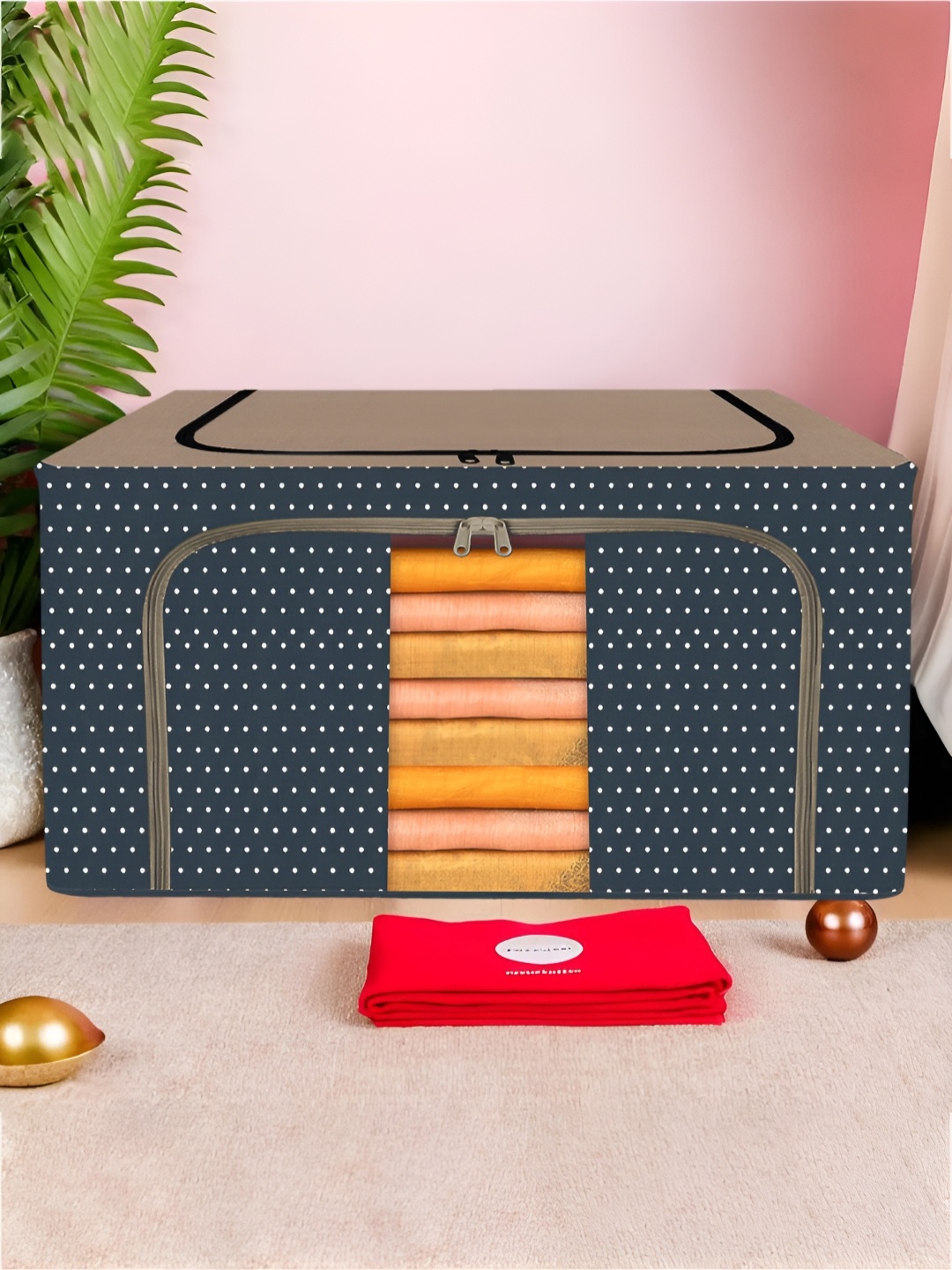 

Kuber Industries Navy Blue Printed Drawer Organiser