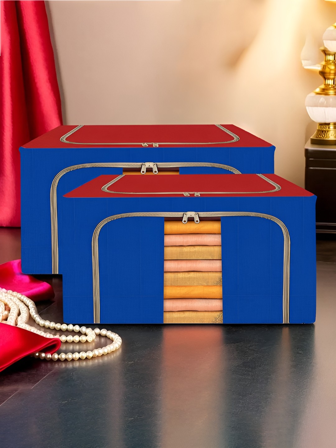 

Kuber Industries Red & Blue 2 Pieces Regular Drawer Organisers