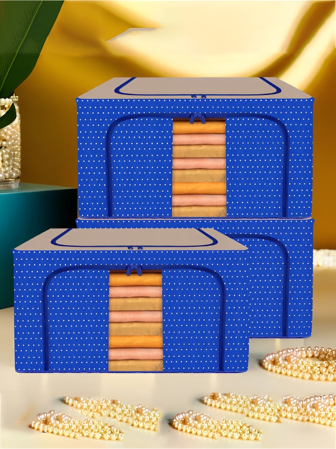 

Kuber Industries Blue 3 Pieces Drawer Organiser