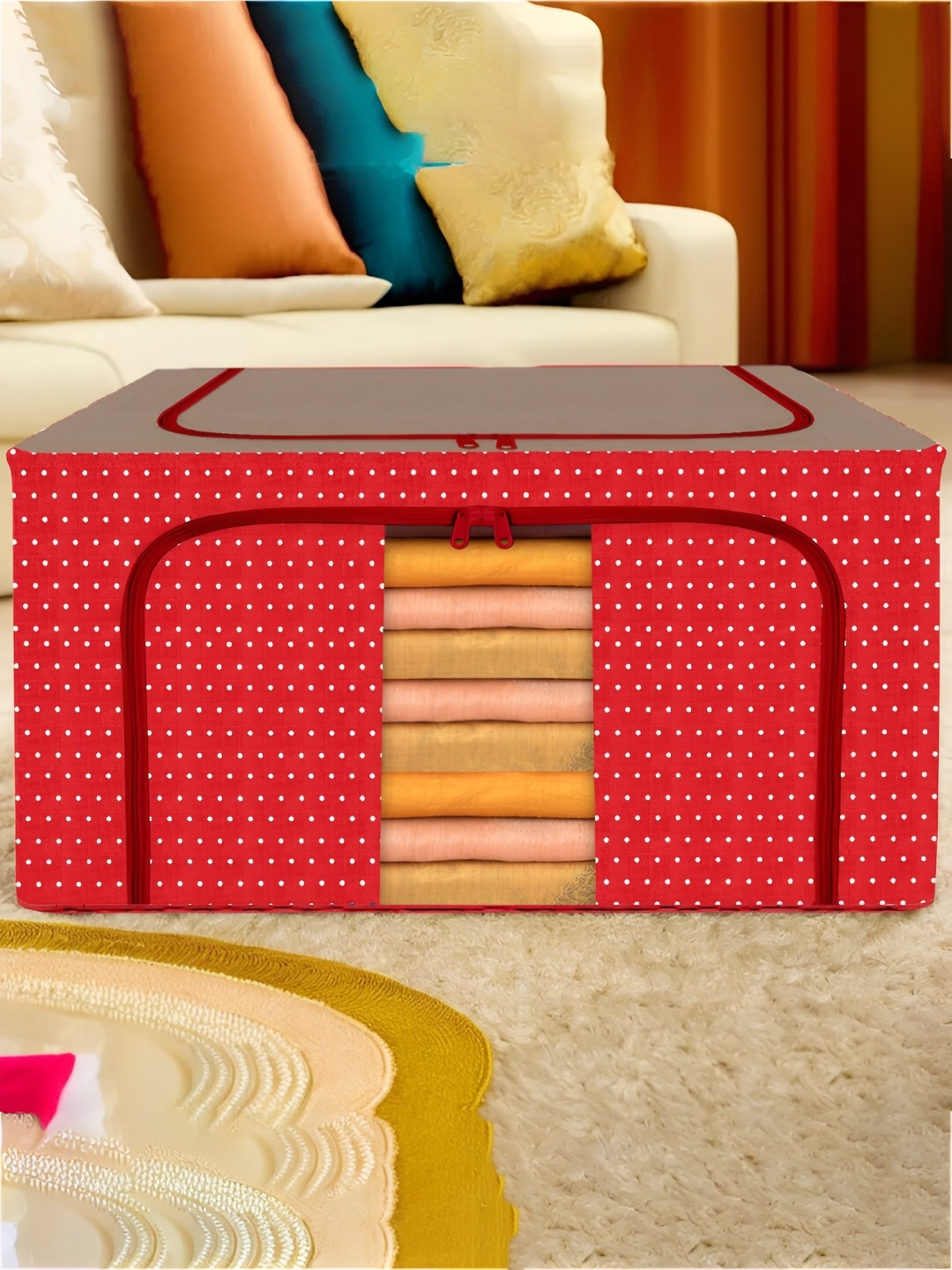 

Kuber Industries Red & Brown Printed Multi-Utility Organiser