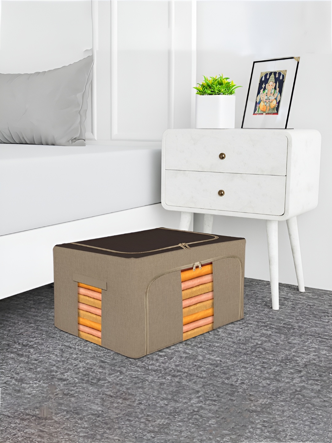 

Kuber Industries Brown 10 Pcs Regular Storage Box Organisers