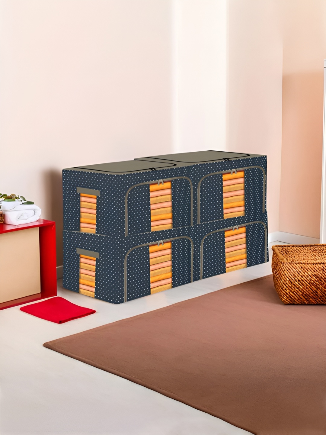 

Kuber Industries Navy Blue & Brown 4 Pieces Drawer Organisers