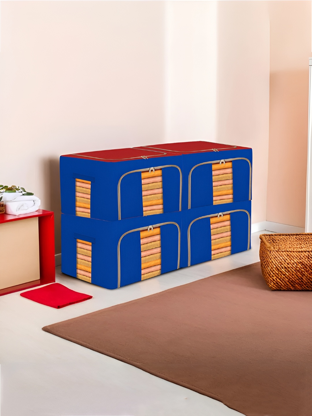

Kuber Industries Blue 4 Pieces Drawer Organiser