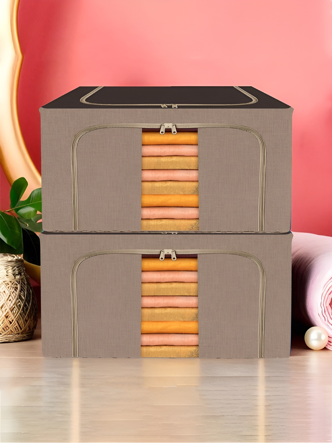 

Kuber Industries Brown 2 Pieces Regular Drawer Organiser