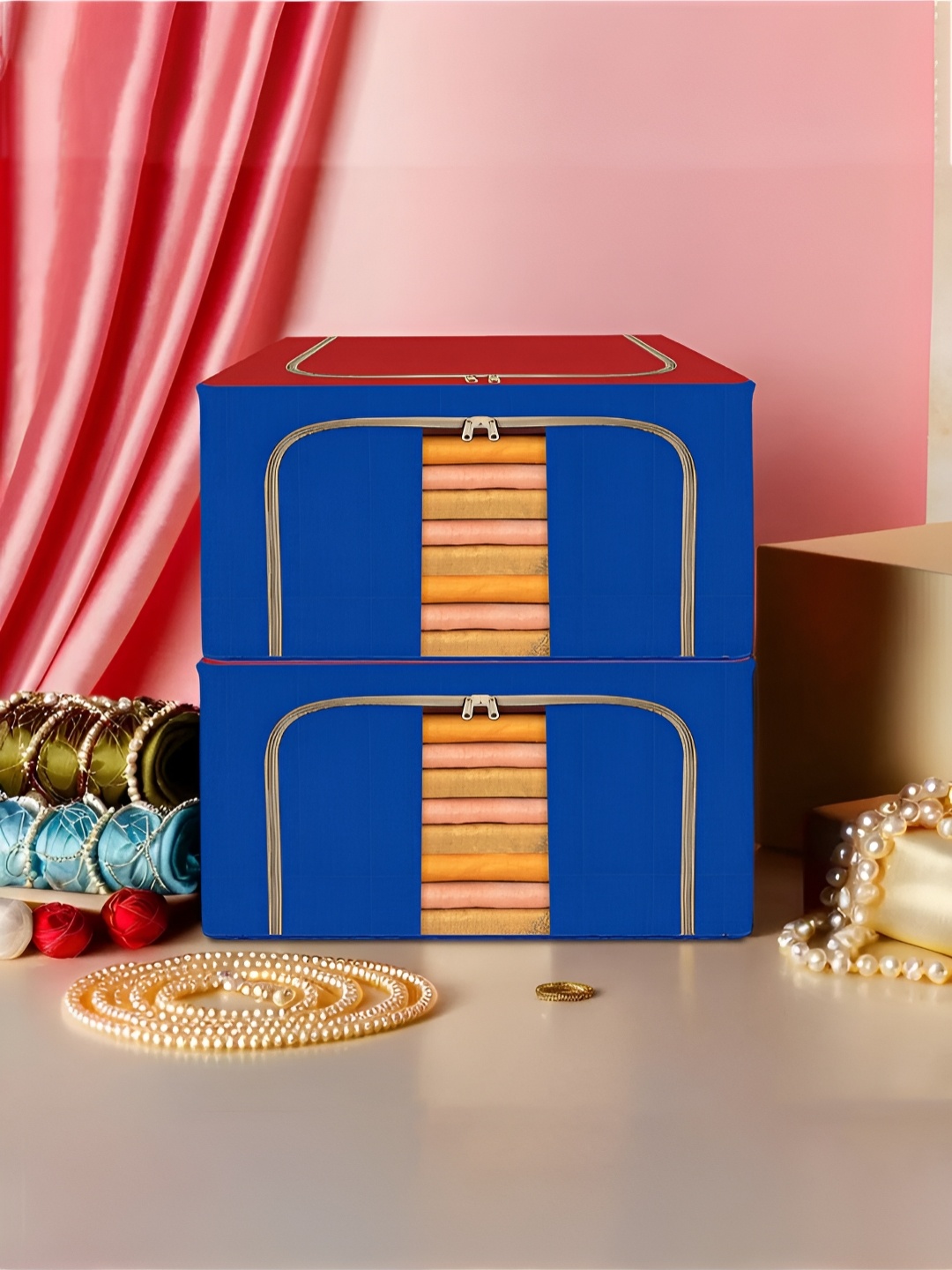 

Kuber Industries Red & Blue 2 Pieces Regular Drawer Organiser