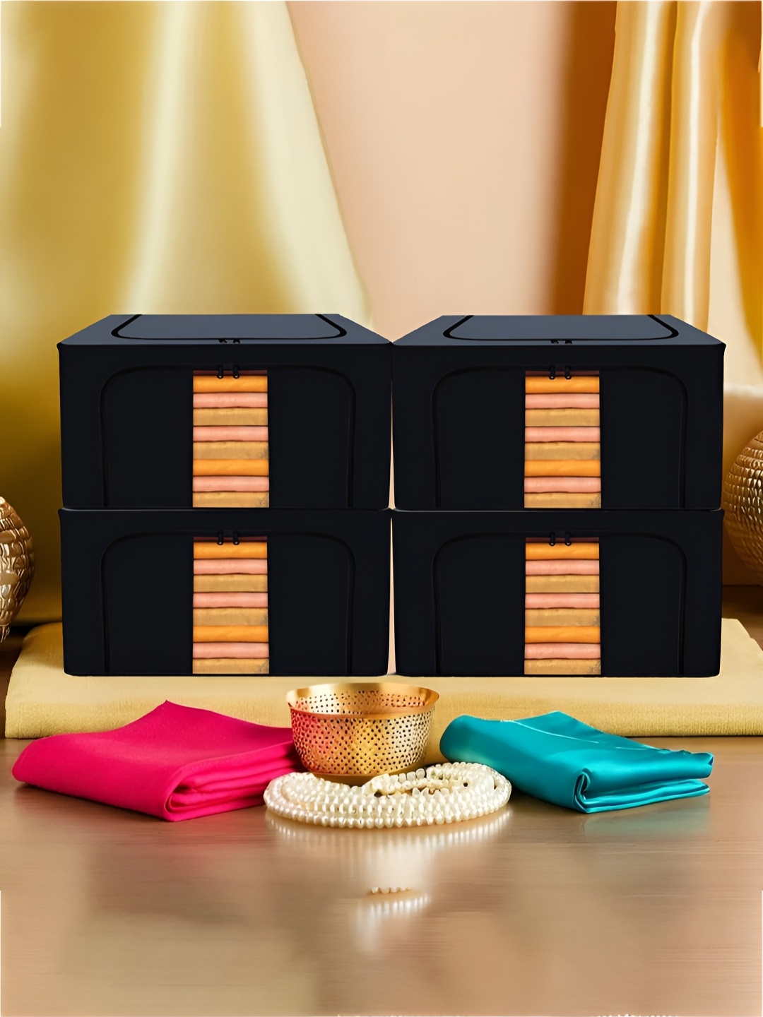 

Kuber Industries Grey Set of 4 Regular Drawer Organisers
