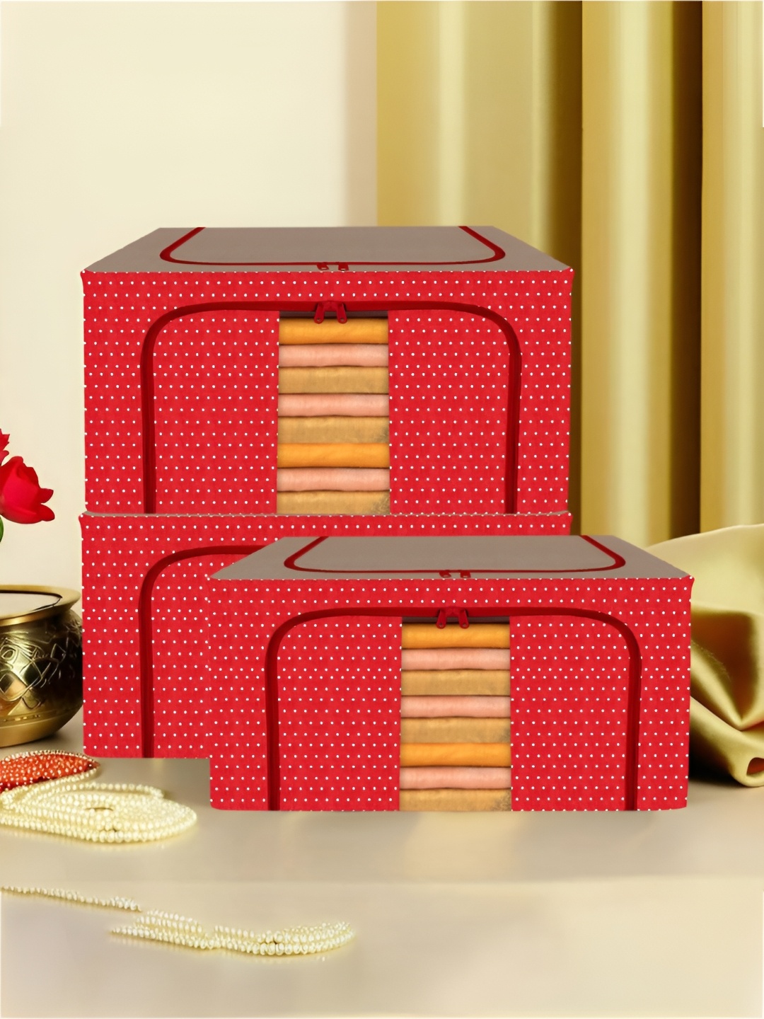 

Kuber Industries Red & Brown 3 Pieces Regular Drawer Organiser