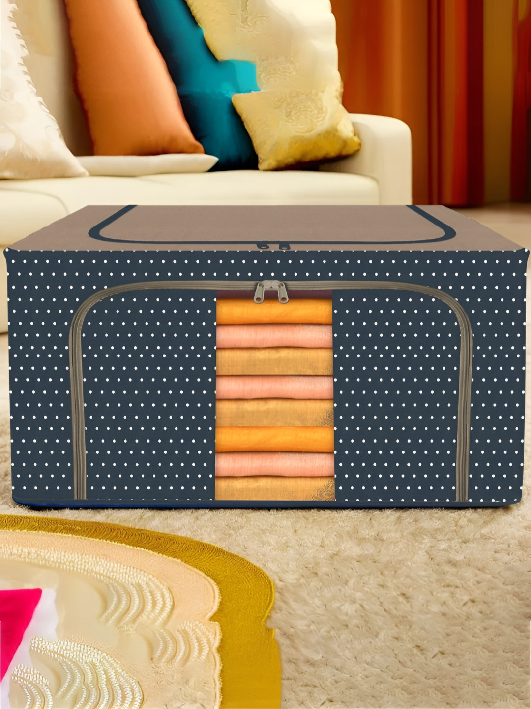 

Kuber Industries Navy Blue Printed Drawer Organiser
