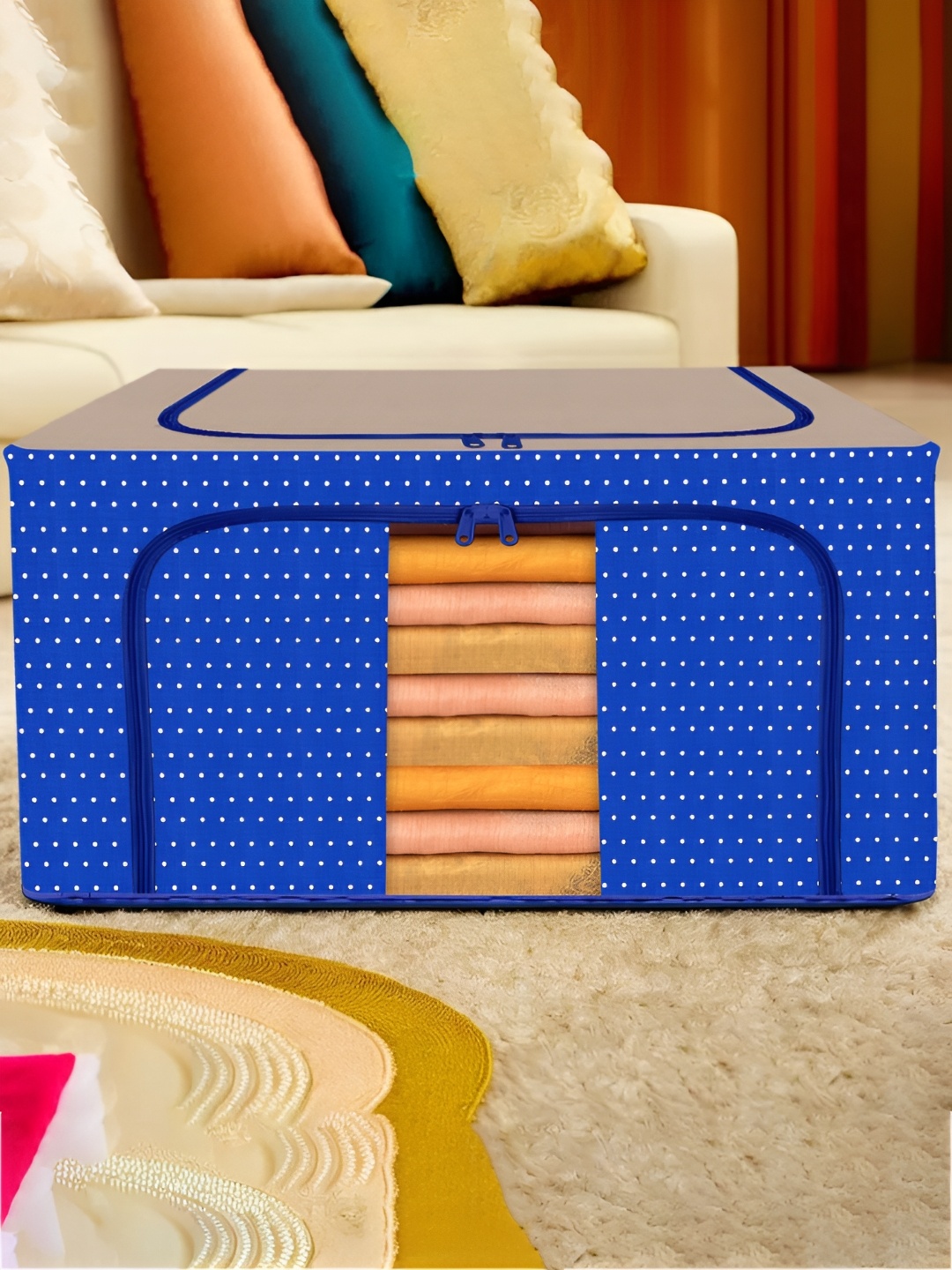 

Kuber Industries Blue Printed Drawer Organiser
