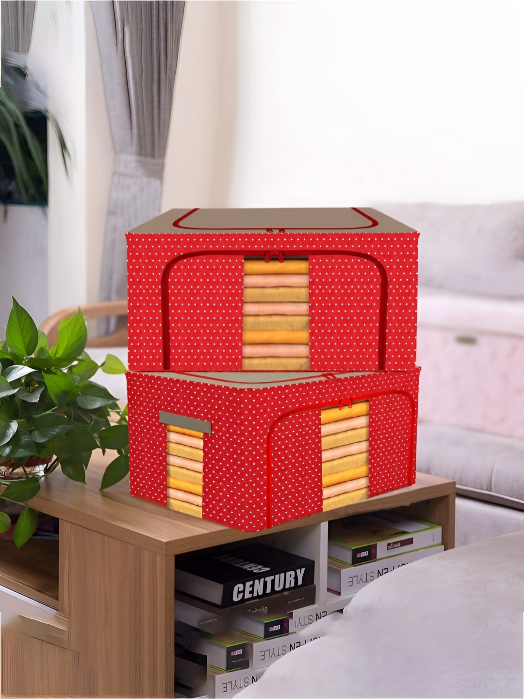 

Kuber Industries Red 2 Pieces Printed Multi-Utility Organisers